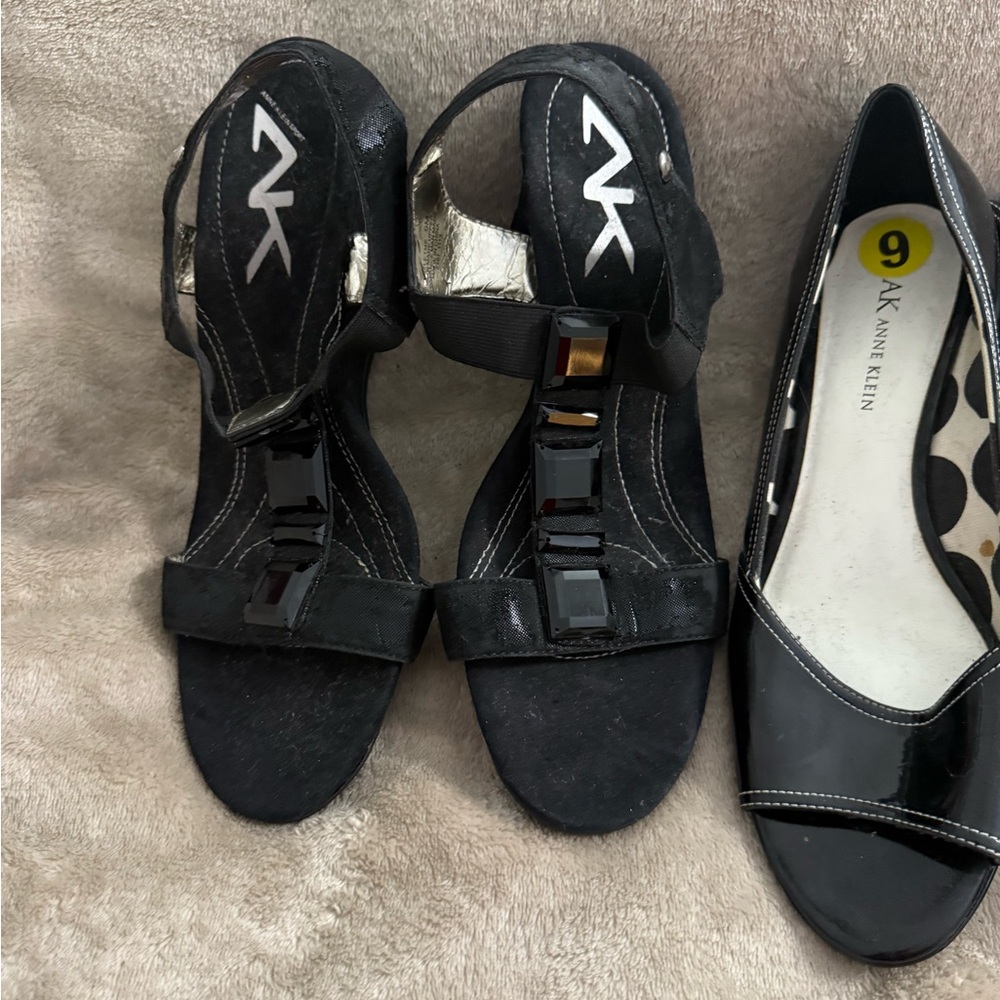 Anne Klein Black Shoes Collection 3 Pair Sz 9 - Picture 5 of 8